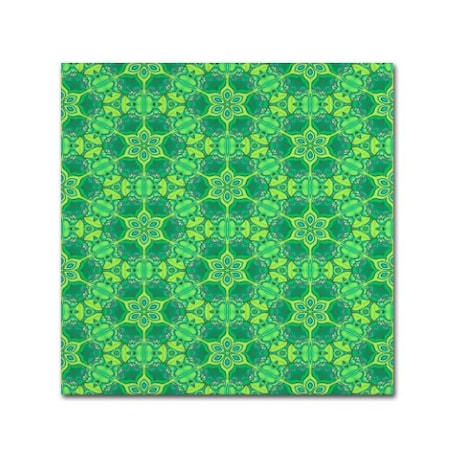 Cora Niele 'Stained Glass Green Pattern' Canvas Art,14x14